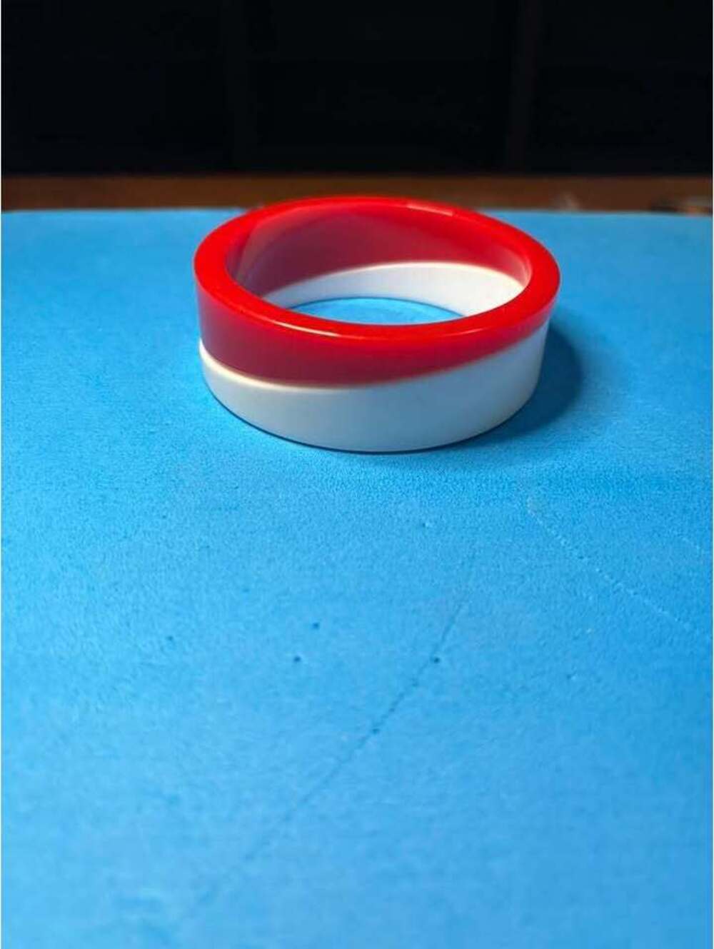Red and White Two-Tone Bangle Bracelet